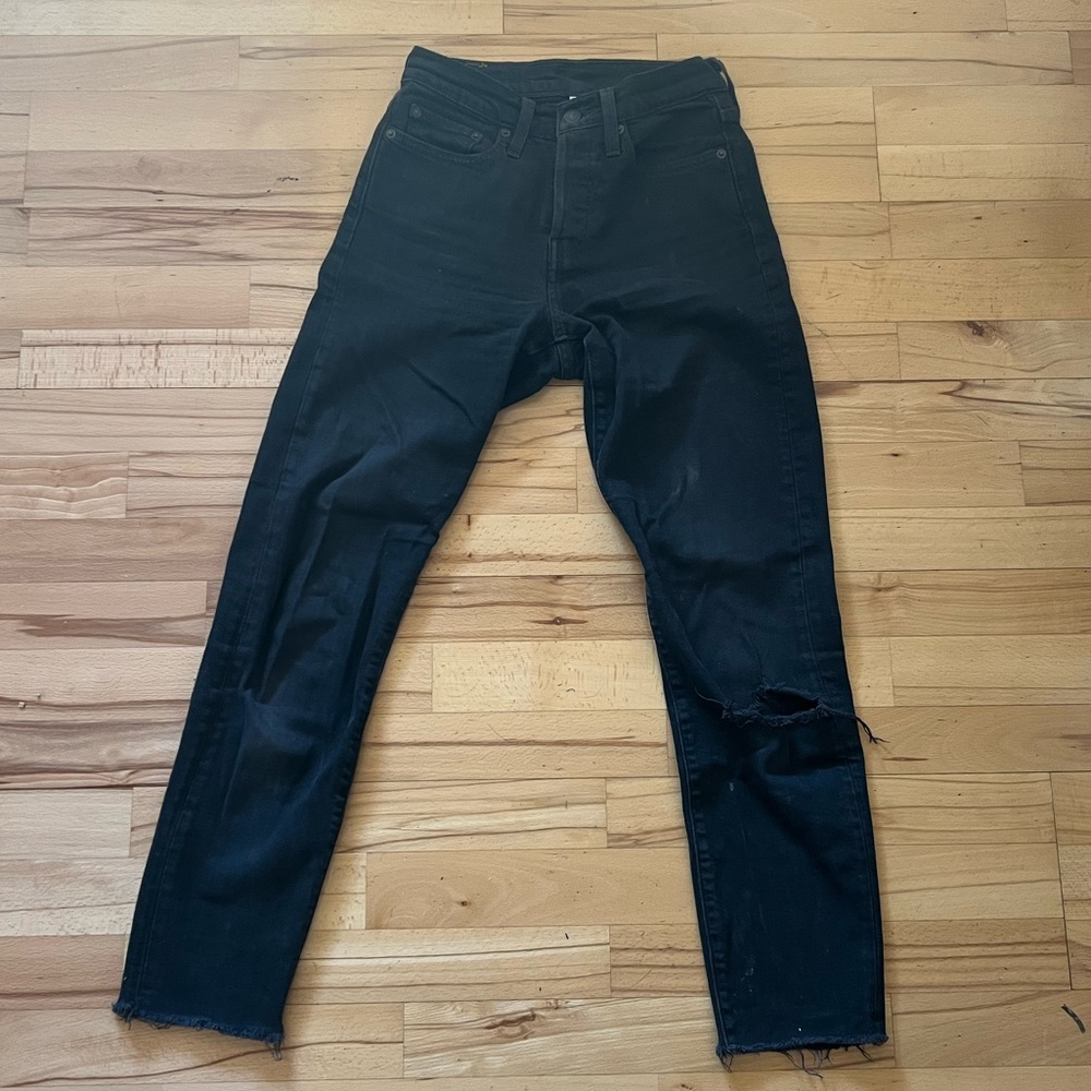 Washed Black High Waisted Straight Leg Wedgie Levi’s